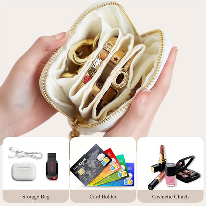Portable Travel Jewelry Case Pouches for Crystals Bracelets Rings—White Tassel