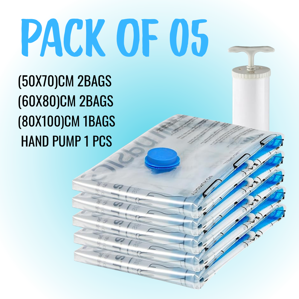 Vacuum Storage Bags with Hand Pump – Save Space & Protect Clothes