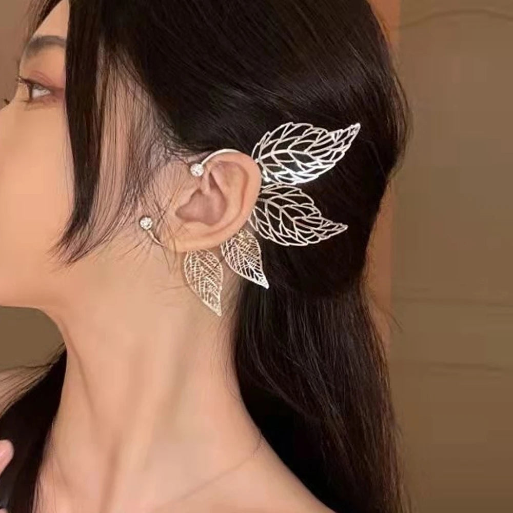 Leaf-shaped Cuff Earrings