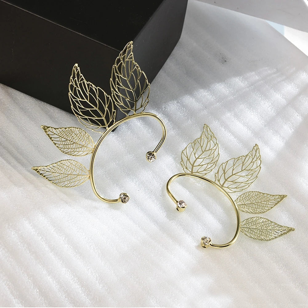 Leaf-shaped Cuff Earrings