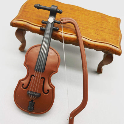 🎻 Mini Wooden Violin with Bow – Cute Decorative Piece 🎻