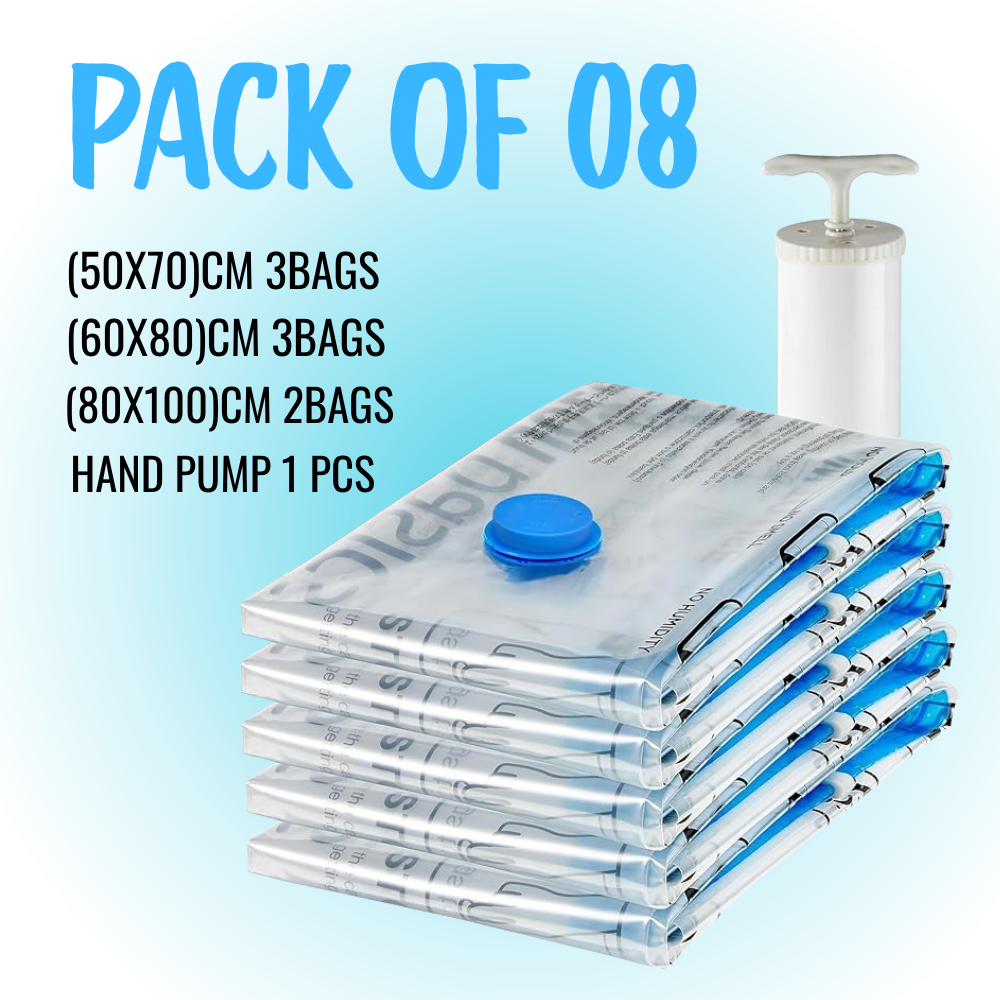 Vacuum Storage Bags with Hand Pump – Save Space & Protect Clothes
