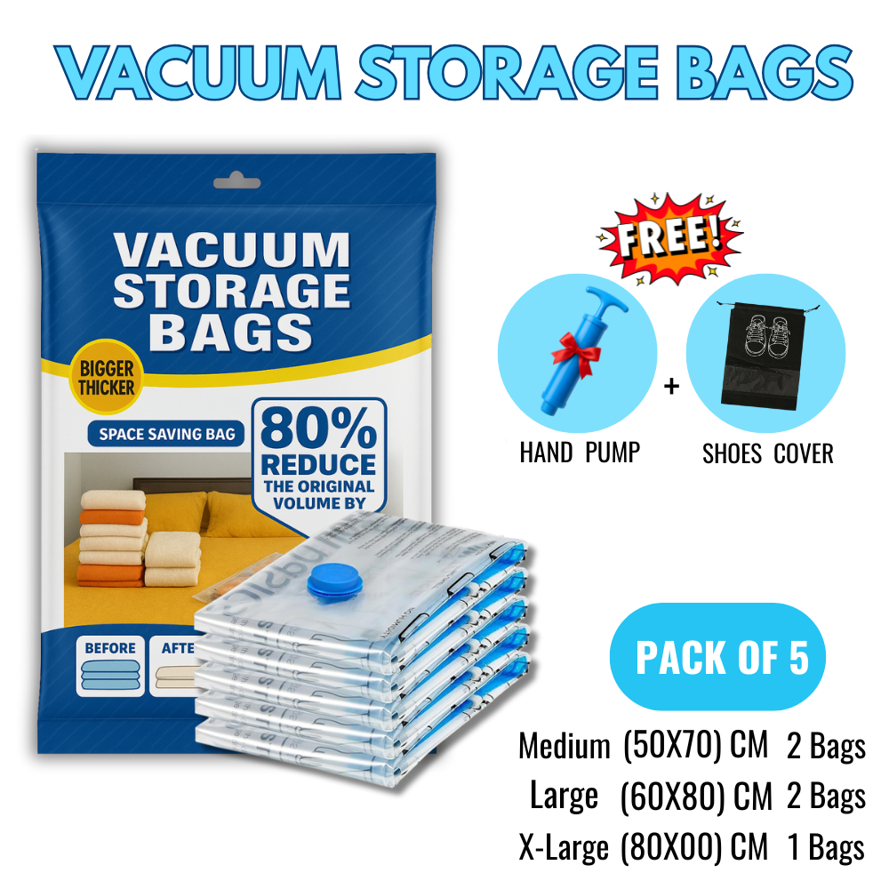 Vacuum Storage Bags with Hand Pump – Save Space & Protect Clothes