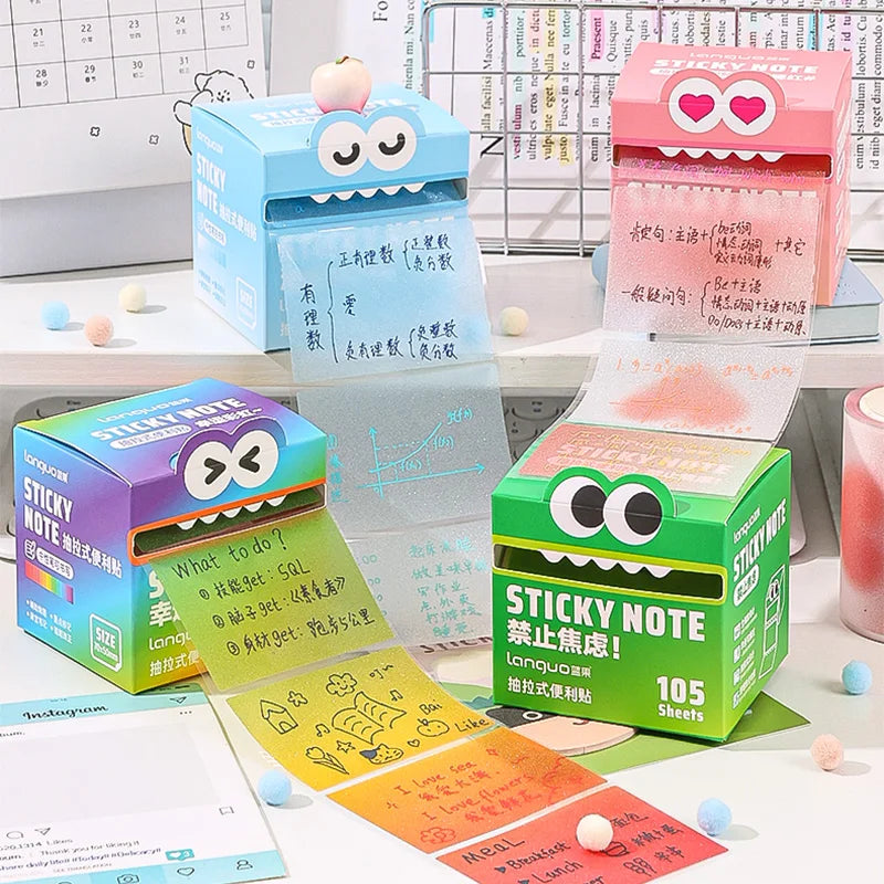 Transparent Sticky Notes – many Styles, 105 Sheets/Roll