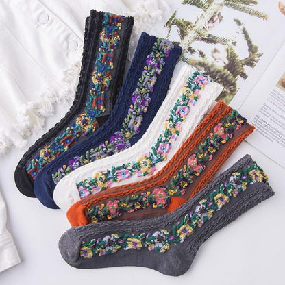 Winter Anti Fungal + Anti Rash Embroidered Floral Socks