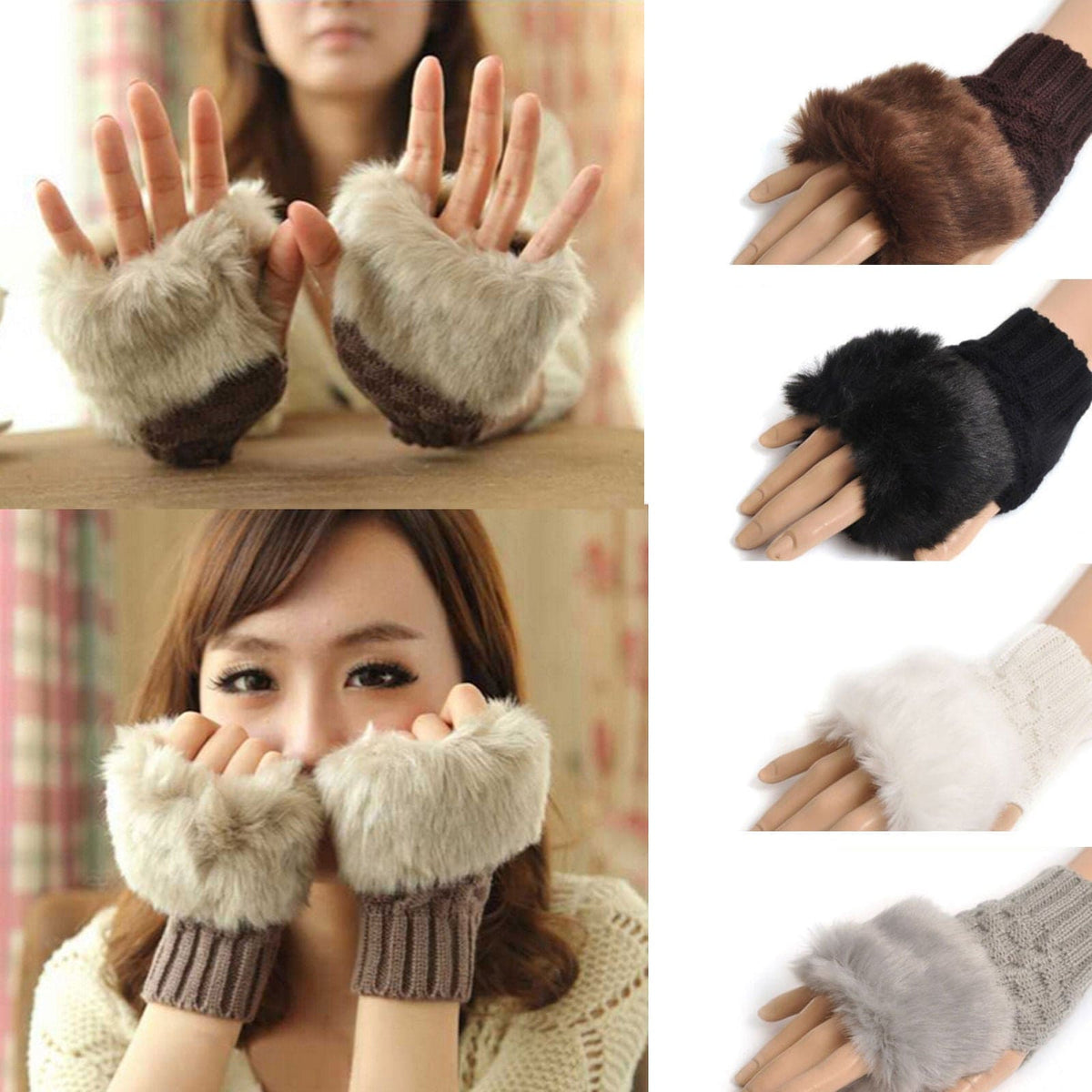 Winters Rabbit Fur Gloves