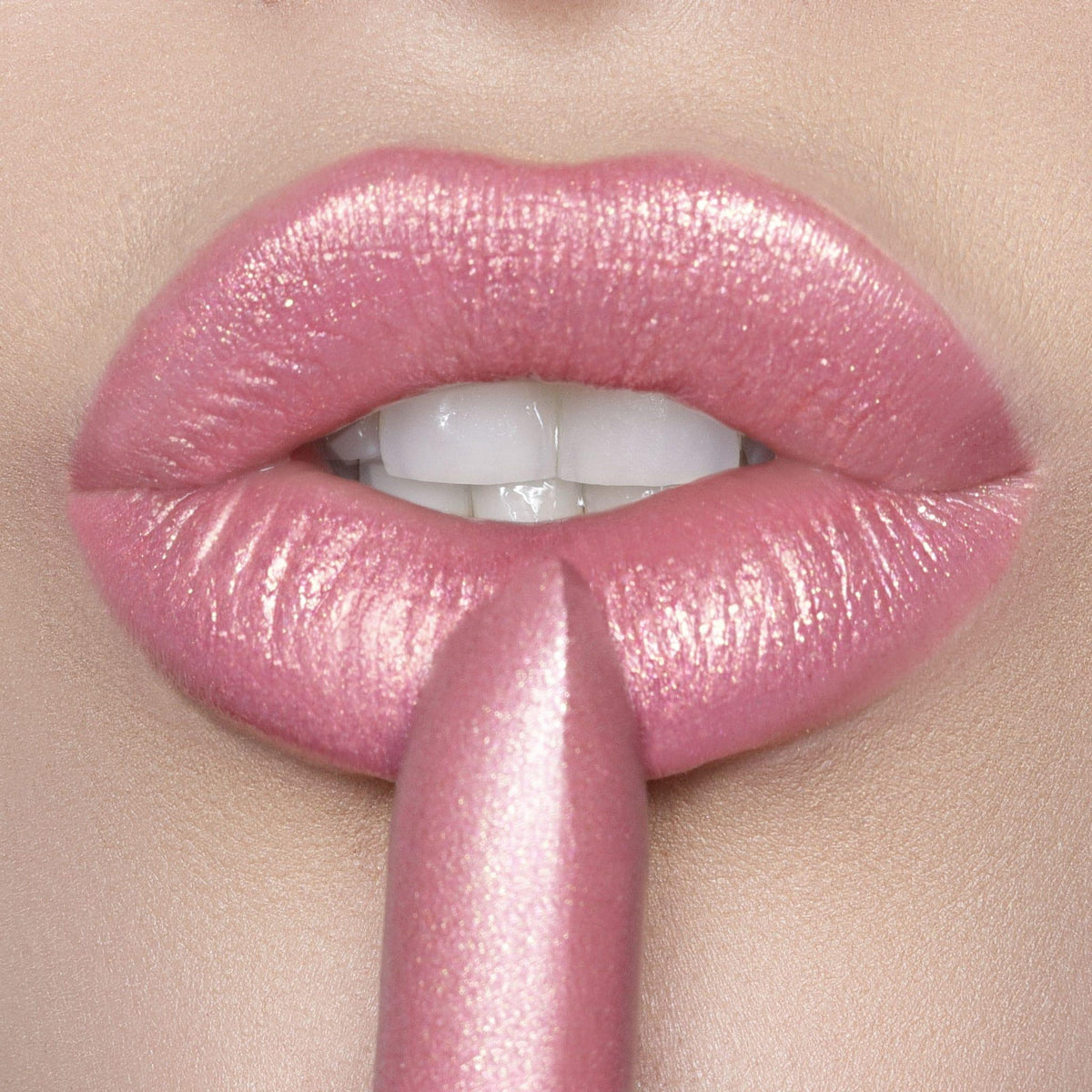 Sheer Pale Pink with Gold and Rose Shimmer Lipstick