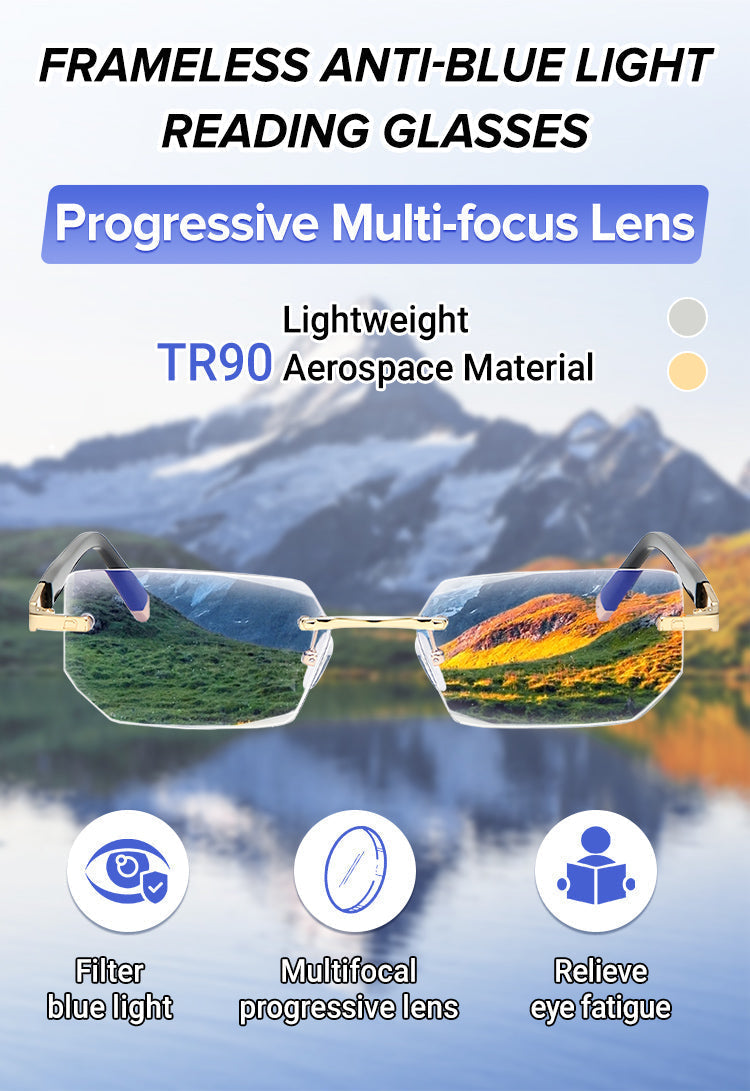 New Sapphire High Hardness Anti-Blue Progressive Far and Near Dual-Use Reading Glasses
